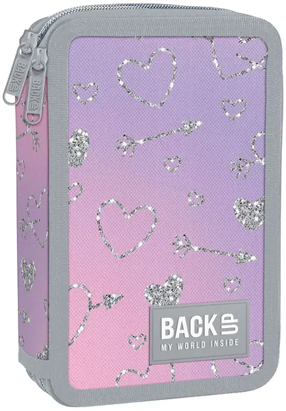 Penar cu instrumente de scris BackUp DW - In Love, cu 2 fermoare