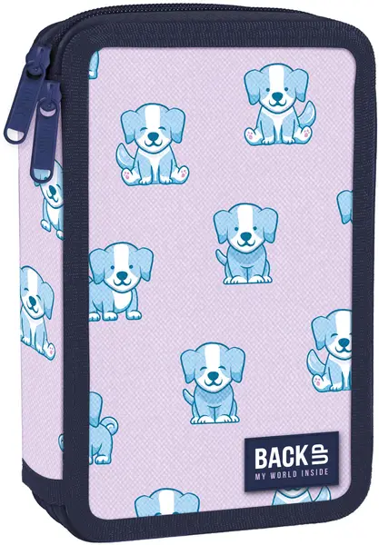Penar cu instrumente de scris BackUp DW - Puppy, 2 fermoare