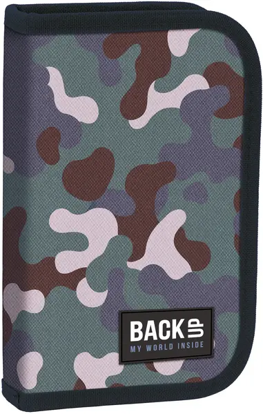 Penar cu instrumente de scris BackUp SW - Camuflaj, 1 fermoar și 2 aripi