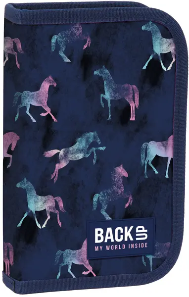 Penar cu instrumente de scris BackUp SW - Horses, cu 1 fermoar și 2 aripi