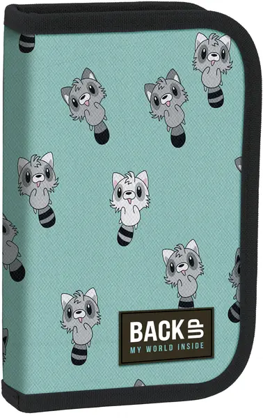 Penar cu instrumente de scris BackUp SW - Raccoon, 1 fermoar și 2 aripi