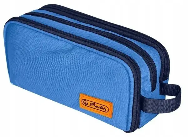 Penar cu mâner Herlitz - Neon Uni Blue, 3 fermoare