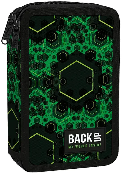 Penar cu rechizite Back Up DW - Green Molecules, cu 2 fermoare