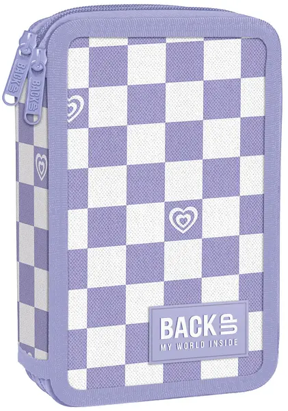 Penar cu rechizite Back Up DW - Purple Chess, cu 2 fermoare