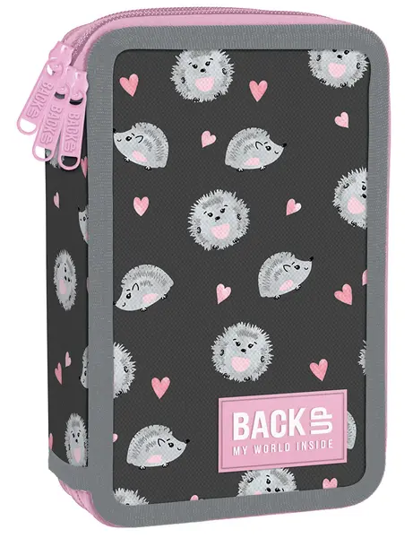Penar cu rechizite BackUp EW - Hedgehog, cu 3 fermoare