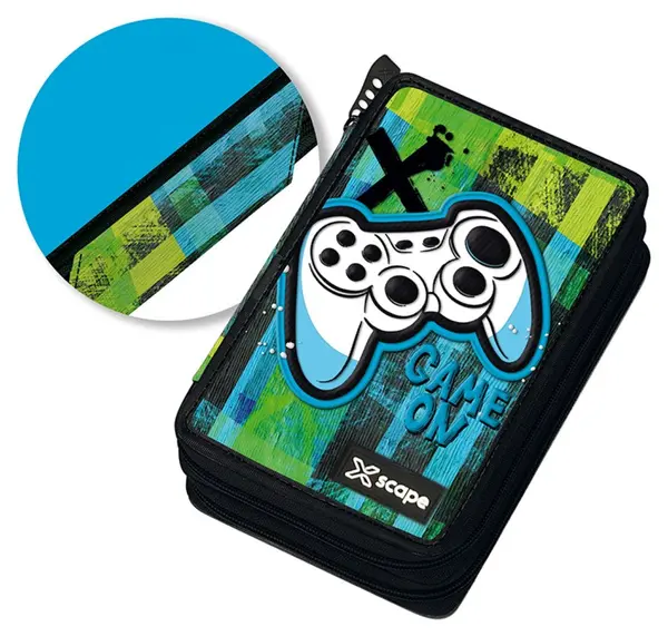 Penar cu rechizite Graffiti Xscape - Game On, 2 fermoare