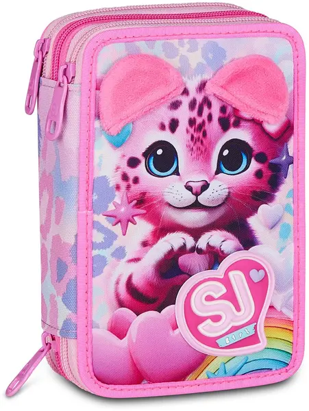 Penar cu rechizite Seven SJ Gang - Heart Buddy Girl, 3 fermoare
