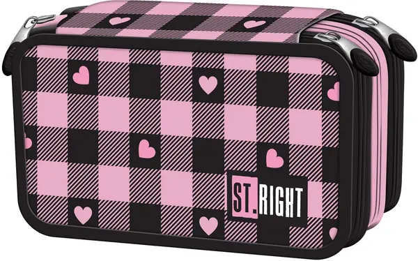Penar cu rechizite St. Right Pink Checkered - Cu 3 fermoare