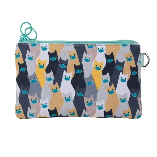 Penar dublu cu fermoar si masca material textil, ZIPIT Face-It Cats (Gri)