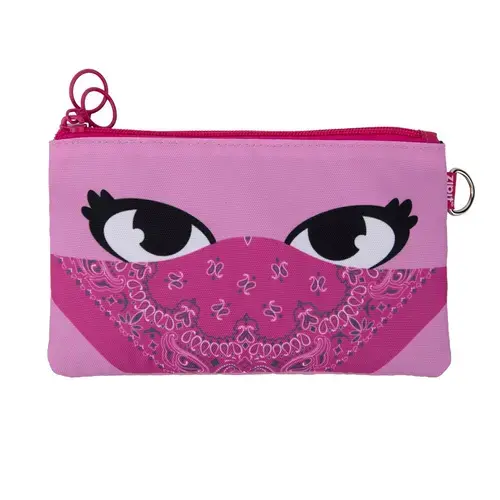 Penar dublu cu fermoar si masca material textil, ZIPIT Face-It Bandit - Roz