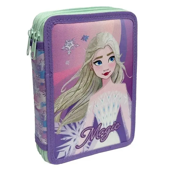 Penar echipat cu 2 compartimente pentru fete,model Elsa Magic, 31 piese,20x15x5cm