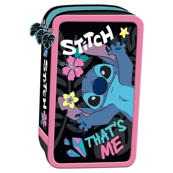 Penar echipat Stitch cu 3 compartimente, model cu flori