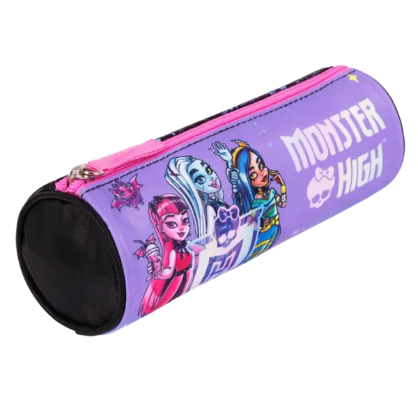 Penar Monster High cilindric , 1 fermoar, neechipat, negru cu mov, 22A 7 cm