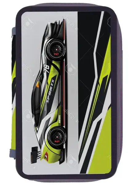 Penar neeachipat Herlitz 3 fermoare, dimensiune 20 x 6 x 13 cm, motiv Speed Car