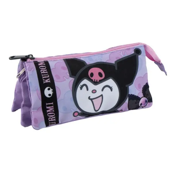 Penar neechipat Cerda Kuromi, 1 fermoar, 3 compartimente, 22.5 x 11.5 x 2 cm