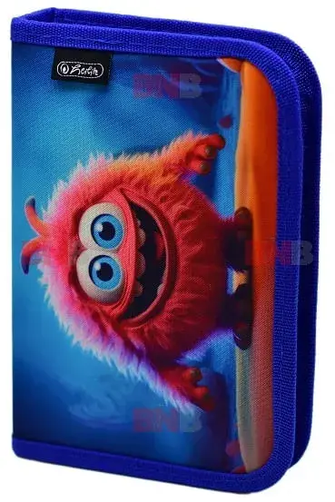 Penar neechipat Pink Monster Herlitz compartimentat fermoar albastru Penar neechipat Pink Monster Herlitz compartimentat fermoar albastru
