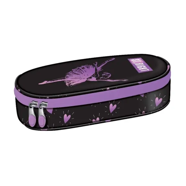 Penar neechipat St. Majewski St. Right Ballerina, 1 compartiment, 1 extensie, negru cu mov, oval, 24 x 10 x 6 cm