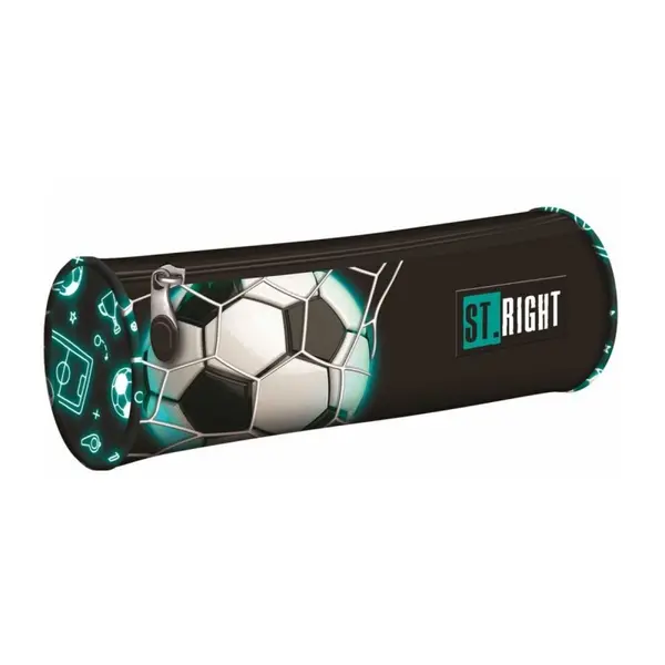 Penar neechipat St. Majewski St. Right Neon Football, 1 compartiment, negru, cilindric, 21 x 10 x 7 cm