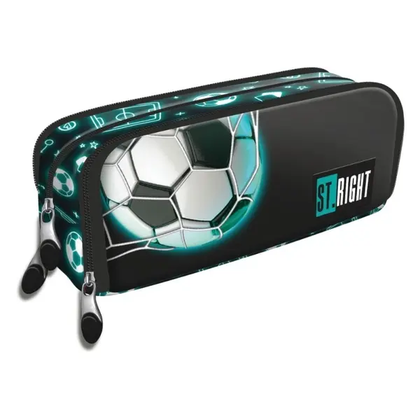 Penar neechipat St. Majewski St. Right Neon Football, trei compartimente, cilindric, 23 x 12 x 9 cm