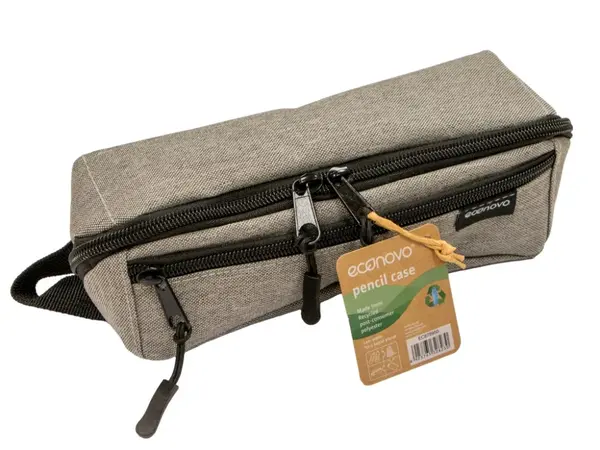 Penar neechipat tip etui cu 2 fermoare,gri, 25x10 cm