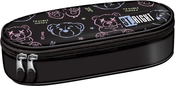 Penar oval pentru școală St. Right Trouble Maker Bear -Cu 1 fermoar