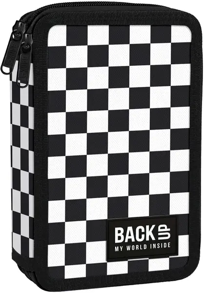 Penar școlar cu rechizite BackUp DW - Chessboard, cu 2 fermoare