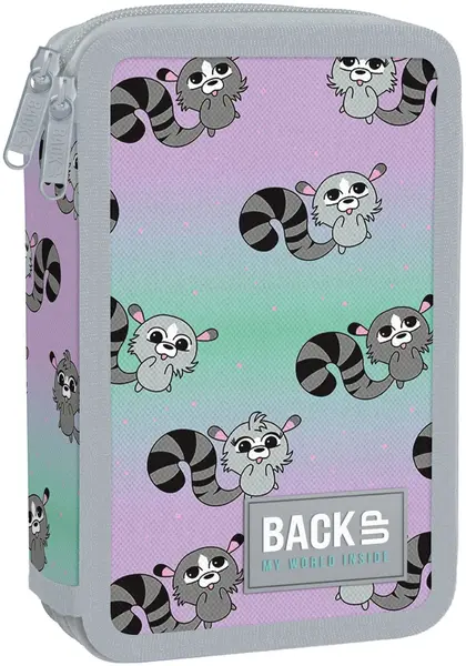 Penar școlar cu rechizite BackUp DW - Raccoons, 2 fermoar