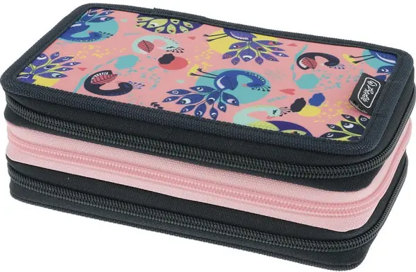 Penar școlar echipat Herlitz - Fancy Peacock, 3 fermoare
