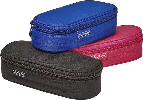 Penar școlar oval Herlitz - Cu 1 fermoar, 3 culori, asortiment