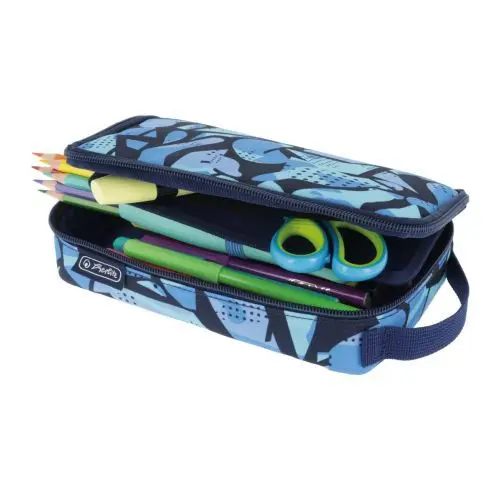 Penar tip etui, 1 fermoar, Herlitz 2GO Camo blue