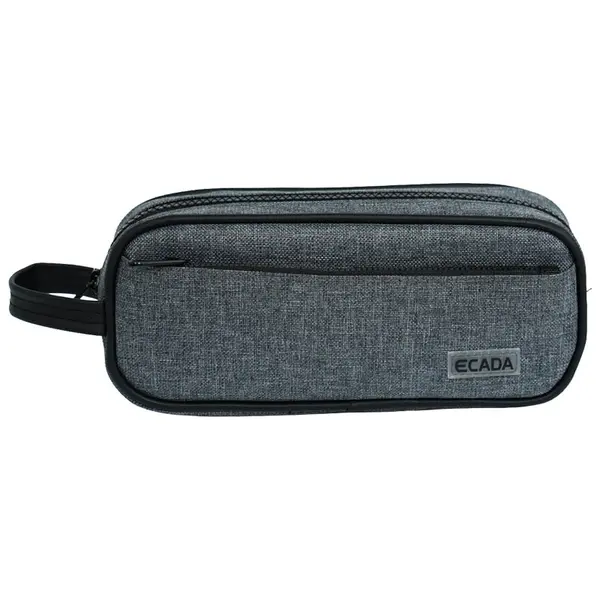 Penar tip etui, 2 fermoare, 21.5x5.5x10cm, gri, 78506, Ecada