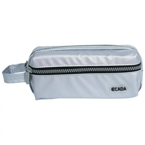 Penar tip etui, 2 fermoare, 21x8.5x6cm, argintiu metalizat, 78410, Ecada