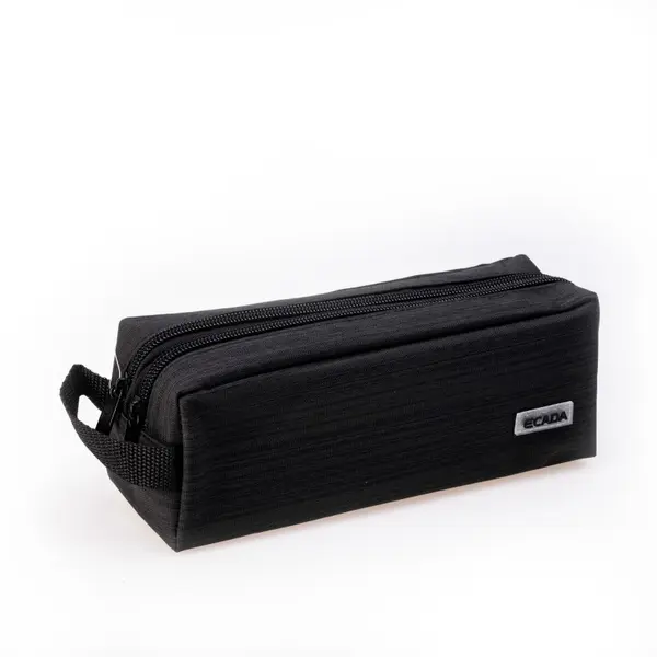 Penar tip etui, 2 fermoare, Ecada, negru