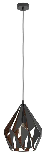 Pendul Eglo - Carlton 1, E27, Ø31 cm, negru/cupru