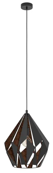 Pendul Eglo - Carlton 1, E27, Ø38.5 cm, H-1500, negru/cupru