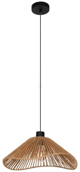 Pendul Eglo - Lavister, E27, Ø39 cm, H-1100 FSC, negru/natur