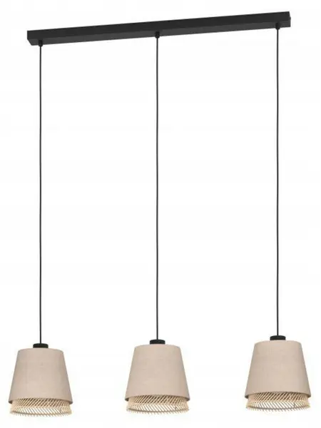 Pendul Eglo - Tabley, 3xE27, L-890,negru/natural/bambus