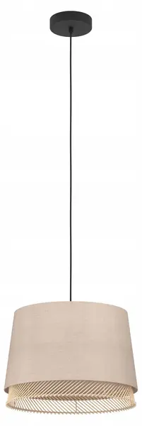 Pendul Eglo - Tabley, E27, Ø38 cm, negru/natural/bambus