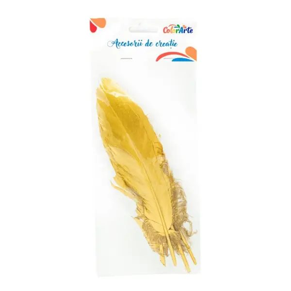 Pene aurii pentru activitati crafts, 15-20 cm, 4 bucati set