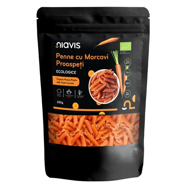 Penne cu Morcovi Proaspeti, eco, 250g, Niavis
