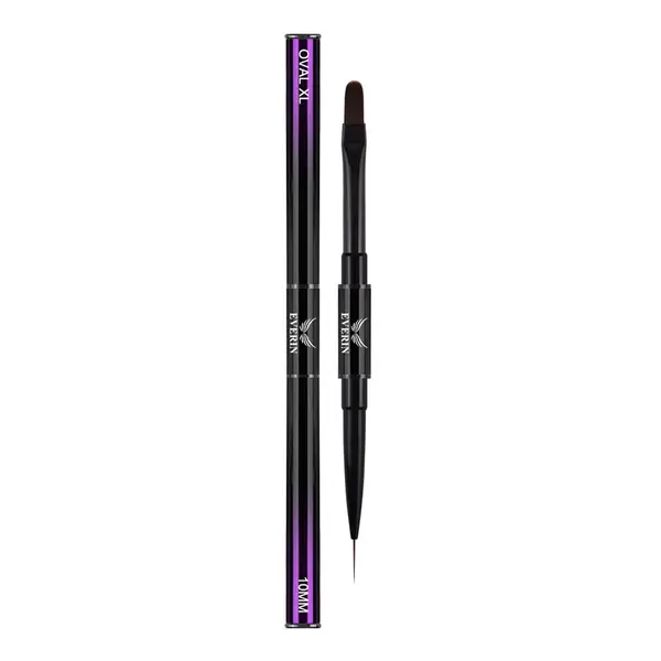 Pensulă Dublă Pro Art Oval 10mm + Liner 10mm Purple Everin | Pensulă Profesională Gel