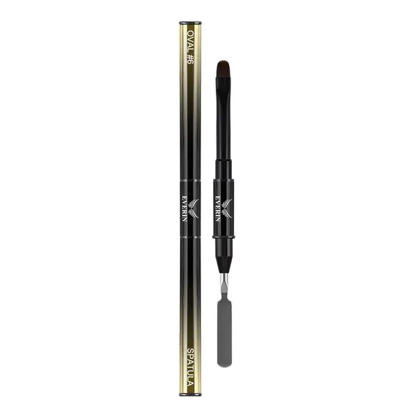 Pensulă Dublă Pro Art Oval 6mm + Spatulă Gold Everin | Pensulă Profesională Gel