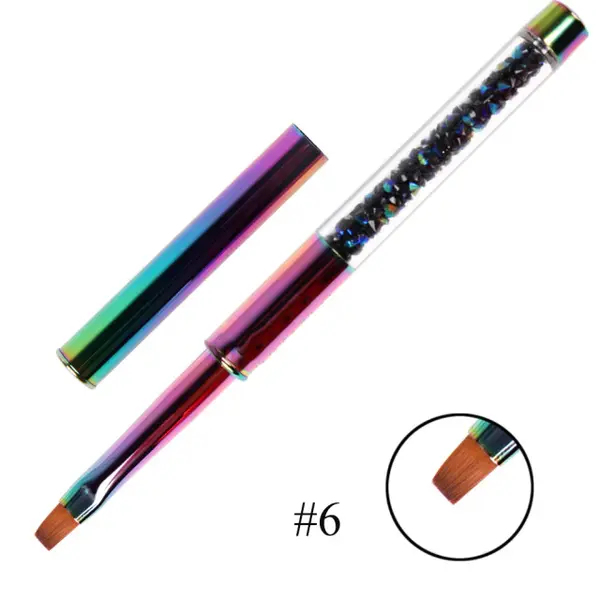 Pensulă Gel Vârf Drept Nr. 6 Holo Rainbow Everin | Profesională