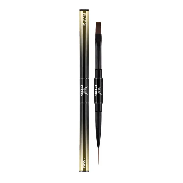 Pensulă Manichiură Dublă Flat 10 & Liner 15mm Gold Everin | Pro Art
