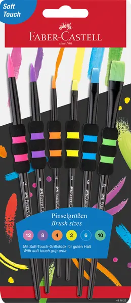 Pensule soft touch, grip spuma, 6buc/set, Faber-Castell