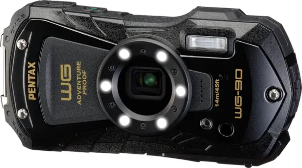 Pentax WG-90 Black Aparat Foto Compact Rezistent la Apa, Senzor 16.0 MP, Zoom Optic 5x, Subacvatic 14 m, Antisoc 1.6 m