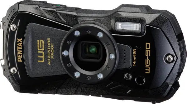 Pentax WG-90 Black Aparat Foto Compact Rezistent la Apa, Senzor 16.0 MP, Zoom Optic 5x, Subacvatic 14 m, Antisoc 1.6 m