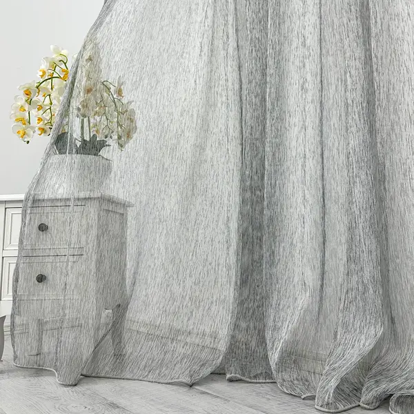 Perdea Celik tip in si matase, Gri cu Negru, 140cm latime x 260cm inaltime, cu rejansa pt bara