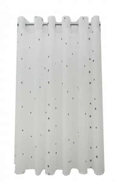 Perdea P140 -alb-gri cu INELE CAPSE INOX