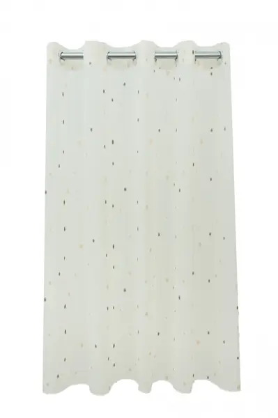 Perdea P140 -V7- ALB CU BEJ MARO CU INELE CAPSE CROM MAT